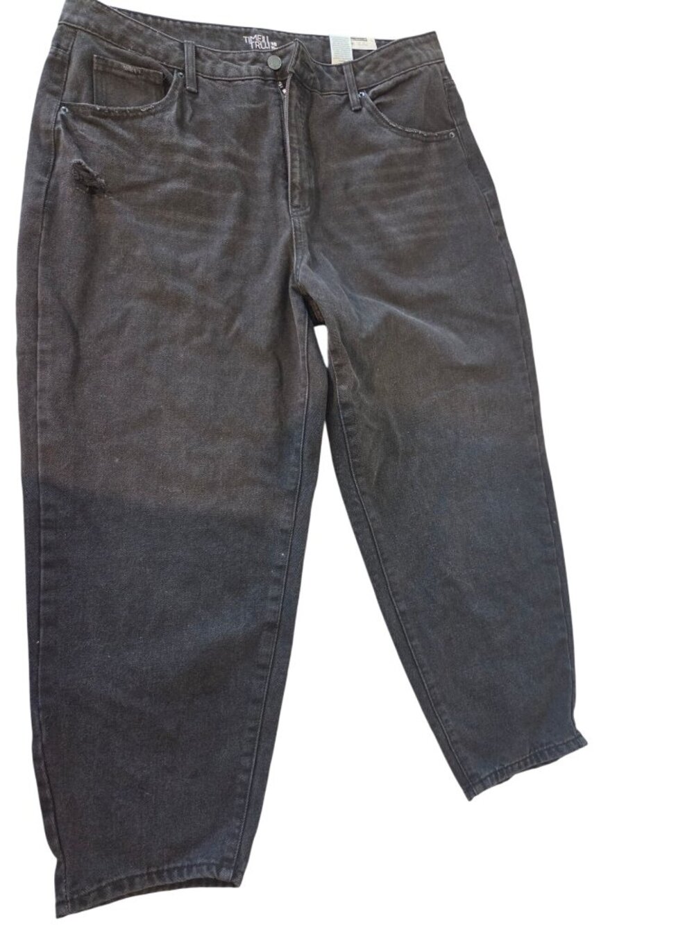 Time and Tru Jeans Womens 18 Black High Rise Straight Leg Faded Y2K Grunge